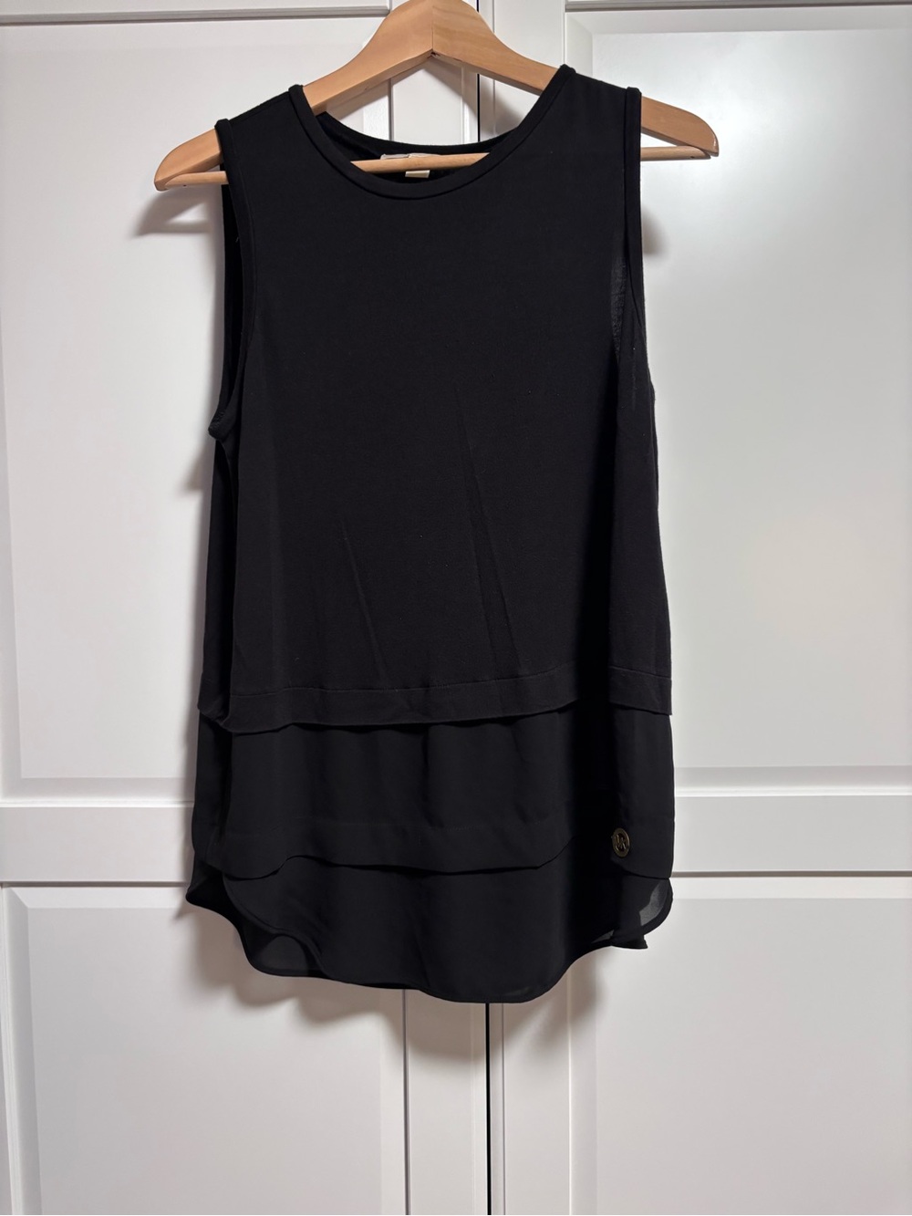 Michael Kors Black Layered Chiffon Hem Sleeveless Camisole